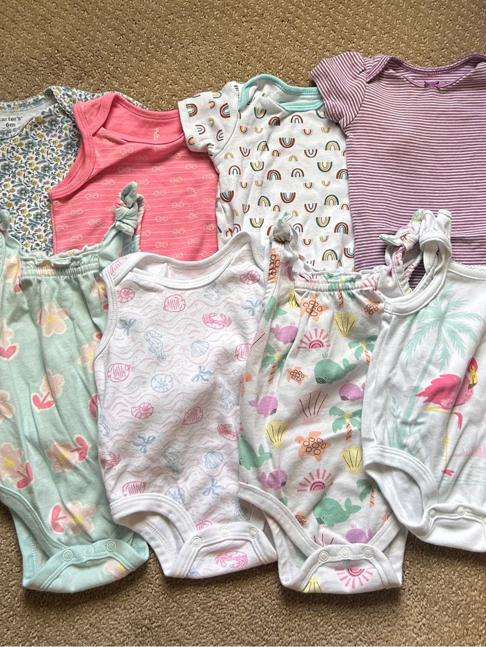 Baby Girl Summer Onesies, Bundle of 8
